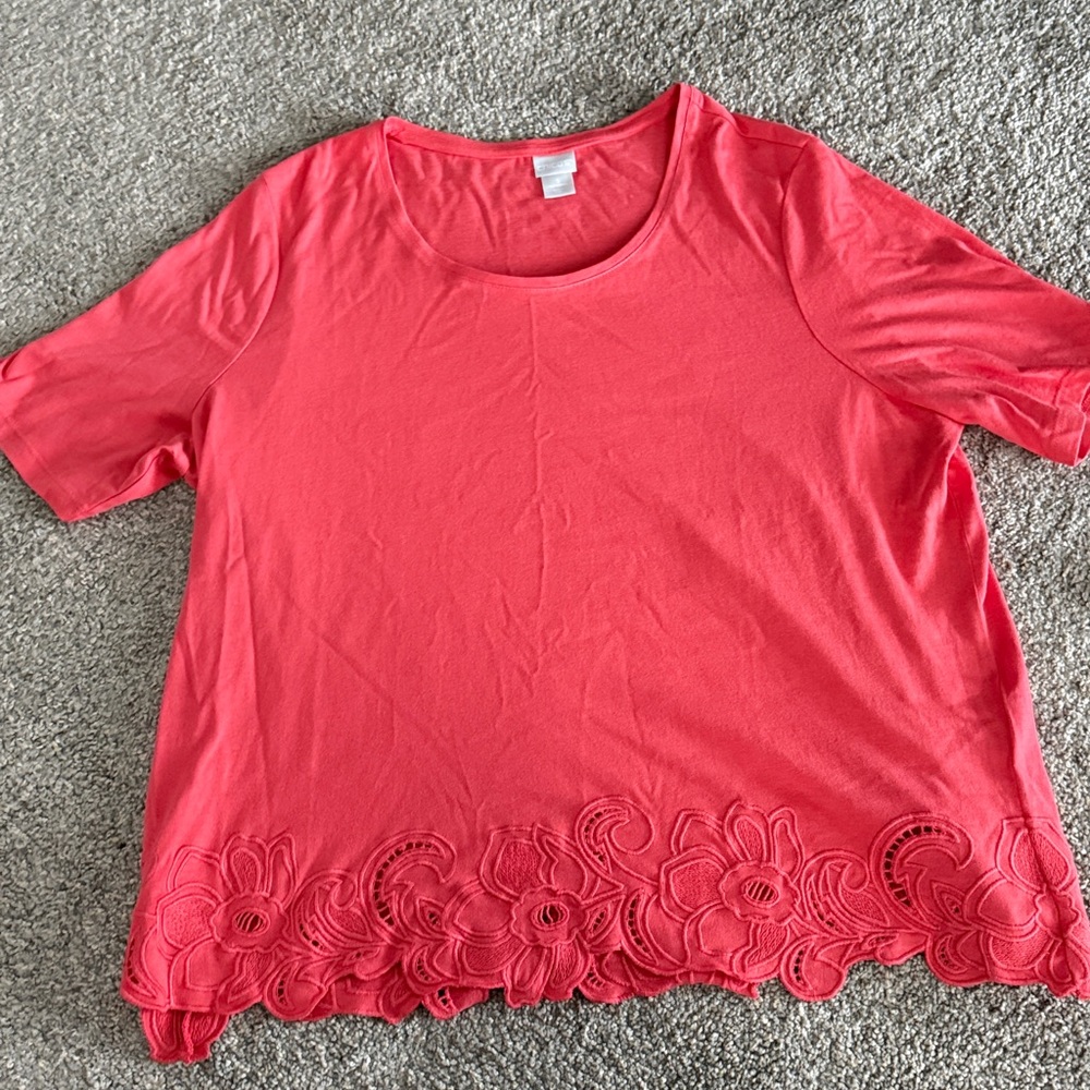 Chico's Bold Scarlet Short Sleeve Top